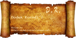 Dodek Kornél névjegykártya